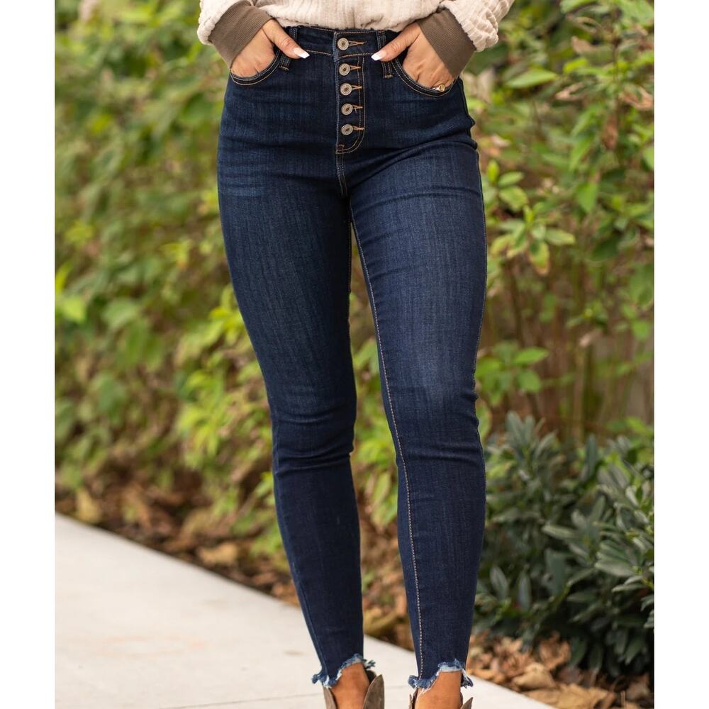 KanCan Frederick High Rise Button Fly Skinny Jeans Size 15/31